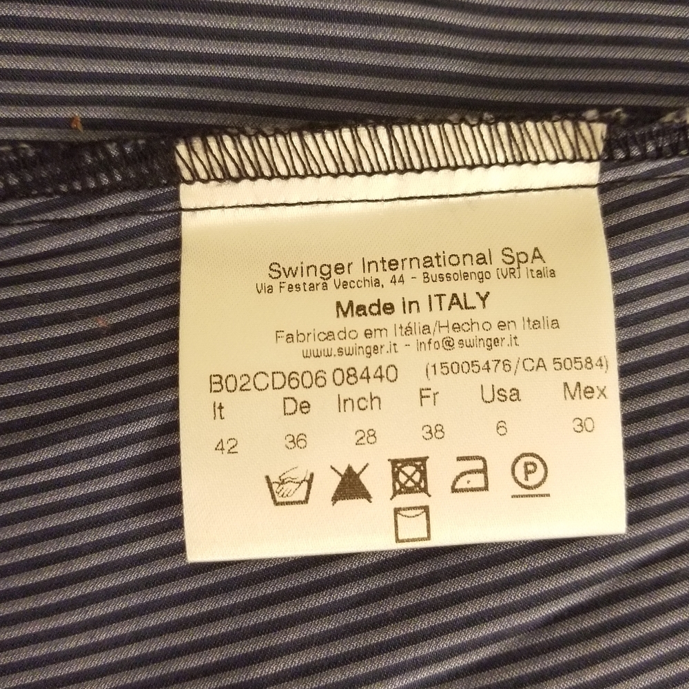 New Roccobarocco Shirt Blue Stripe Size US 6 - Picture 5 of 5